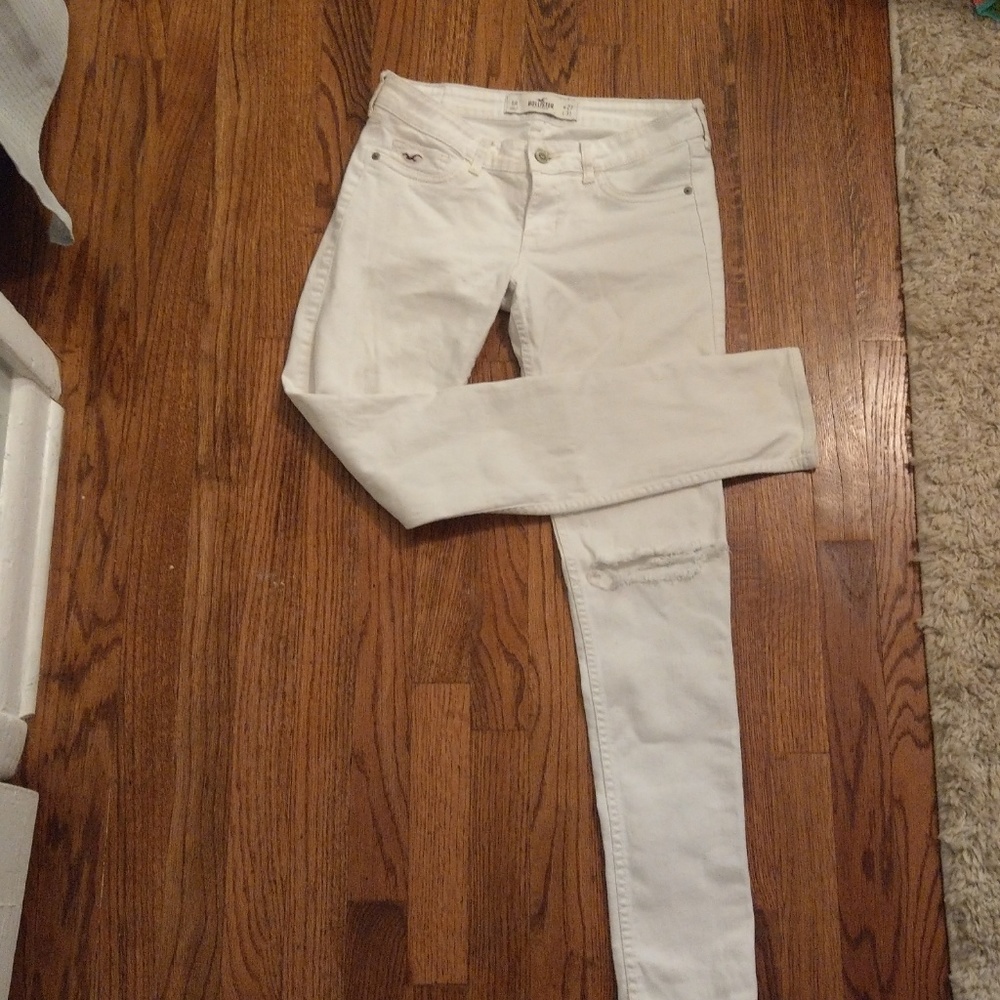 Hollister white jeans distressed